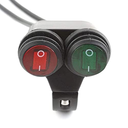 HANSWD ヘッドライトフォグスポットライトON/OFFスイッチ 防水 12V 22mmハンドルバーオートバイ用 赤色インジケータライト C