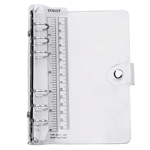 6穴 A6 システム手帳 バインダー a6 透明 ボダン付き 手帳カバー システム手帳カバー ノート 可愛い 定規付き 日記カバー メモ 手帳