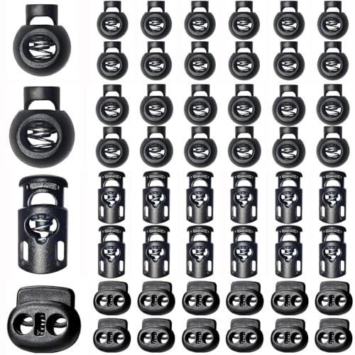 Matomtak スプリングコードストッパー 48個入り 丸型 プラスチック製コードロック 樽型 コードストッパ..