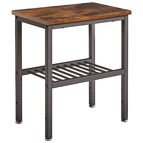 IBUYKE 2段ナイトテーブル 木製 エンドテーブル オープンラック 収納ラック 組立簡単 40x26.6x45cm JPTMJ411H