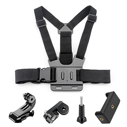 スマホチェストマウント、Gopro用の調整可能なチェストストラップホルダー、アクションカメラ撮影または写真のためのユニバーサルセルフォンクリップ