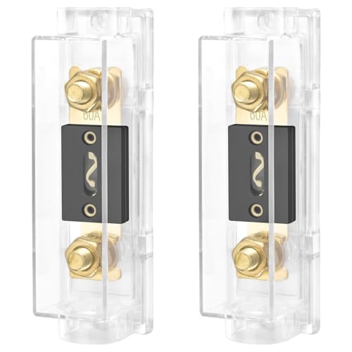 Heschen 車 ANLヒューズ付きANLヒューズホルダー 自動車 バイク オーディオサブウーファー 用品 金色 60A+ベース 2個入り