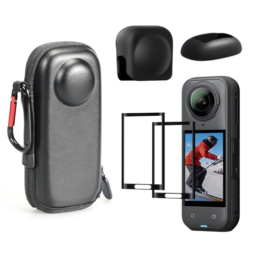 対応 Insta360 X5/Insta360 X4 に適用する収納ケースシリコンサポートベース強化ガラス保護フィルム レンズガードが含まれてお