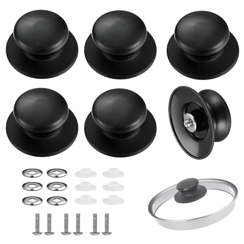 YUHENGCT 鍋蓋 取っ手 6個セット 鍋ふたノブ 鍋蓋 つまみ 耐熱性 滑り止め付き 丸形 蓋ノブ 調理器具ア..