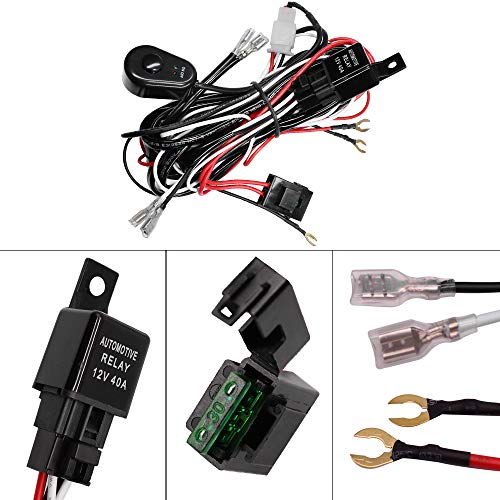 YUNPICAR 汎用フォグランプ配線 リレーハーネス ロッカースイッチ搭? 12V/ 40A パワーリレー ブレードヒューズ 2灯用 リレーハ