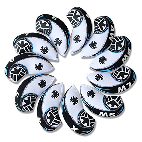 CRAFTSMAN(クラフトマン)ヘッドカバー ゴルフ アイアンカバー コスモシリーズ 紛失防止のX番登場 11枚入り 全3色 ホワイト