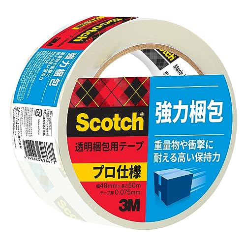 3M スコッチ ガムテープ 透明梱包用テープ 強力梱包 48mm×50m 1巻 3850AS