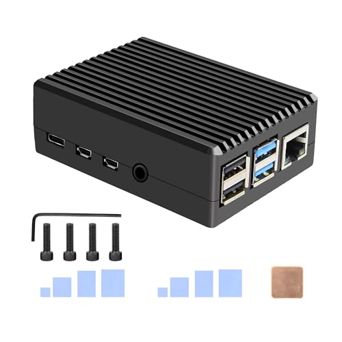 Geekworm Raspberry Pi 4 ケース 受動冷却金属ケース＆アルミ合金ケース、ラズベイリーパイ4のみ適用（P173黒色）