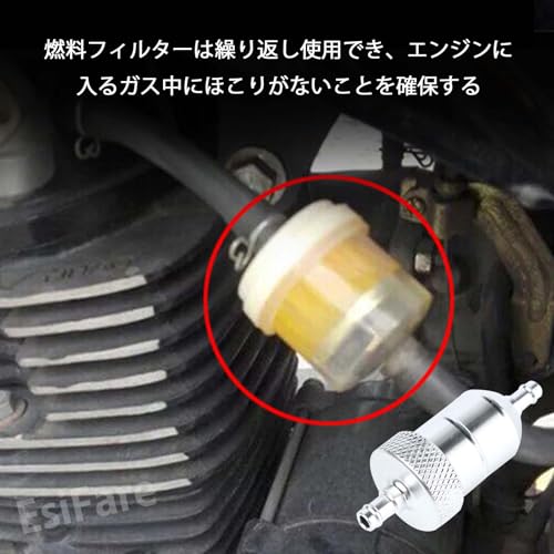 EsiFare ガソリンフィルター 燃料フィルター フューエルフィルター 燃料フィルター 8mm スレッドデザイン 自動車 オートバイ ガソリン