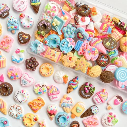 Rakuten - TANOKOX デコパーツ ミックス スイーツ キャンディ 食べ物 レジンパーツ ホイップデコ アクセサリー イヤリング ヘアゴム パーツ チャ