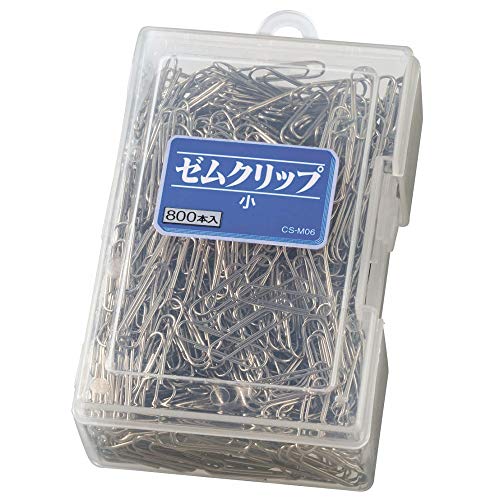 -/-/CS-M06・PatternName:単品・パッケージ個数:1・クリップ全長23mm・仕様サイズ小・入数800本・ケース材質ポリプロピレン・スチロール樹脂製・ケース寸法W70×D106×H38mm増量タイプのゼムクリップ小。 大量に使うときに役立つ一品。 プラケース入りで保管にも最適。