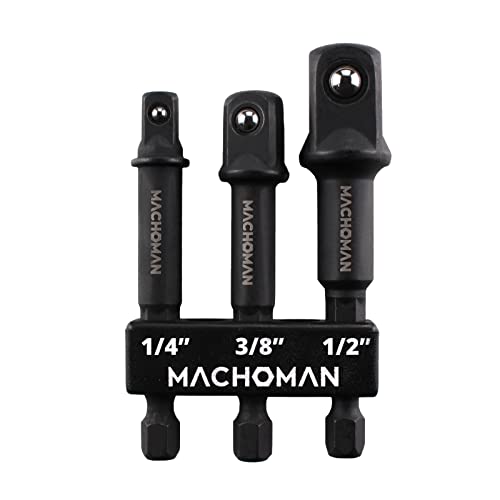 MACHOMAN ソケットアダプター セット 3本組、六角軸ドライブ 軸径6.35mm 差込角 6.35 1/4 ・ 9.5 3/8 ・ 12.