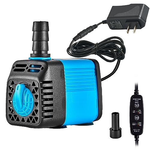 LAPONDアップグレード版160 GPH水中ポンプ、タイマー付き（600L/H、12V、7W）、最大揚程1.6m、水耕栽培用ポンプ、循環ポンプ