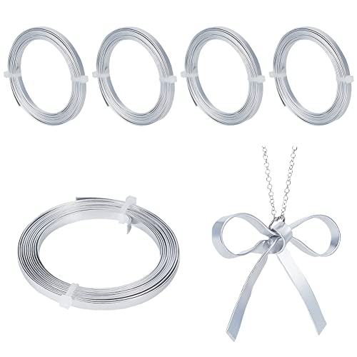 Rakuten - PH PandaHall フラット ワイヤー アルミ線 5巻 アルミワイヤー 5x1mm 平角線 クラフトワイヤー 手芸 副資材 10m入り シ