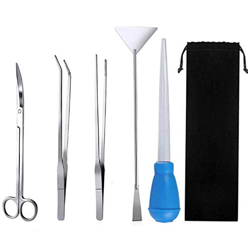 水草トリミング 水槽セット 5点セット ピンセット， ハサミ， サンドフラッター， クリーナースポイト， ステンレススチール製 多機能 水槽掃除