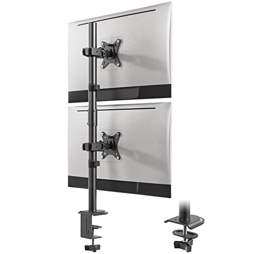 WORLDLIFT モニターアーム 上下2画面 縦 デュアル ロングポール ディスプレイアーム 17〜32インチ対応 耐荷重各9kg 多角度調節
