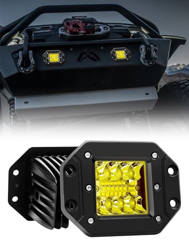 Chelhead 埋め込みLED作業灯 48w イエロー 5インチ LED ワークライト 12V-24V対応 汎用 車外灯 ジムニー 補助灯 農