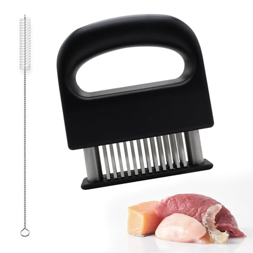 ミートテンダー ミートテンダライザー 肉の筋切り器 48刃 洗浄用ブラシ付き 肉に均等に味をつける 押し..