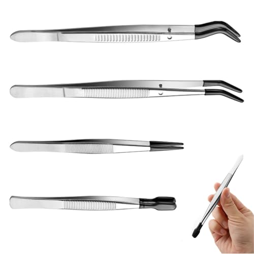 LOYELEY ピンセット ゴム付き先端 4種類 精密 ステンレスピンセット 静電気防止 ネイル 時計用 ビーズ ..