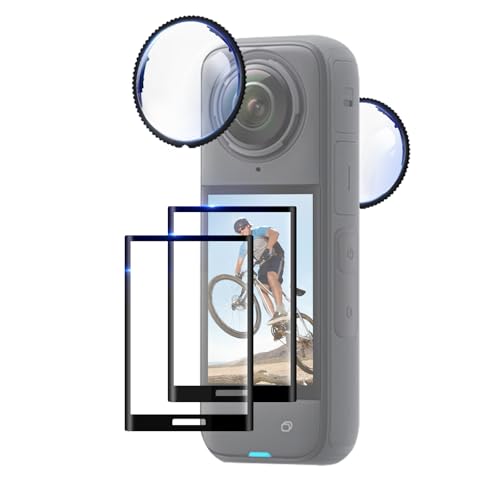 FiTSTILL レンズスクリーンプロテクターセット Insta 360X4用 光学ガラスレンズ保護フィルム + 強化ガラス LCD 保護フィル