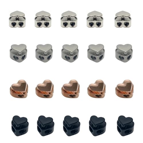 BRIIKPP 金属コードロックエンドスプリングストップトグルストッパー 20個セット4色 靴ひも バックパッ..