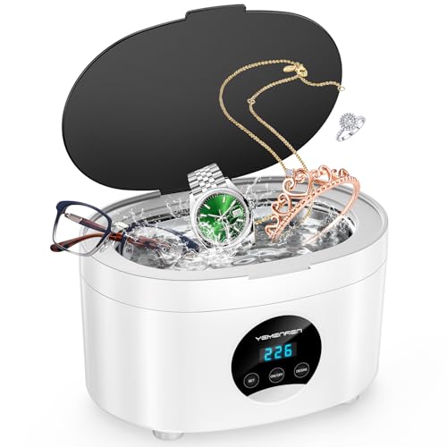 YEMENREN 超音波洗浄機 600ml 大容量 48000Hz 小型家用 5段階タイマー設定 クリーナーダメージなしメガ..
