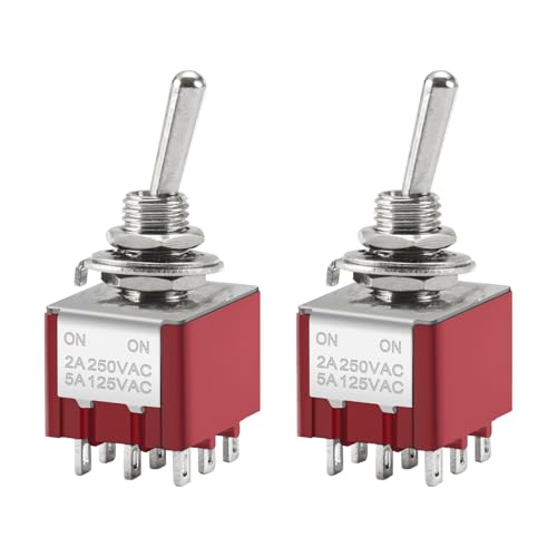 パッケージ個数:2・定格：2A 250VAC 6A 125VAC・3PDT ON-ON・取り付け穴径：5.8mm / 0.23・9ピン2.0mm幅端子・2個入り