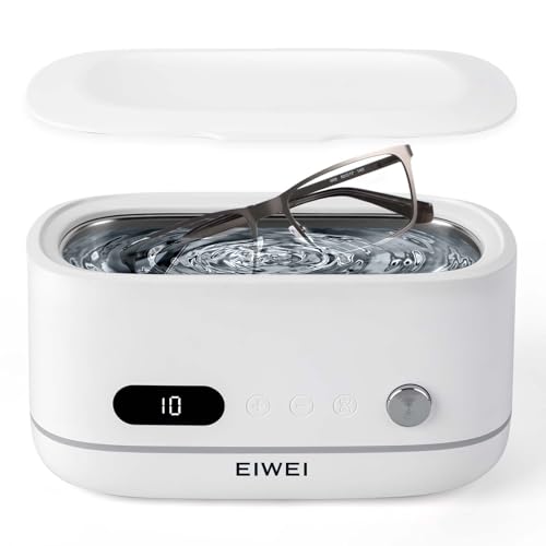 EIWEI 超音波洗浄機 メガネ洗浄機 めがねくりーなー 42kHz強力洗浄 10分タイマー 脱気機能 眼鏡、時計..