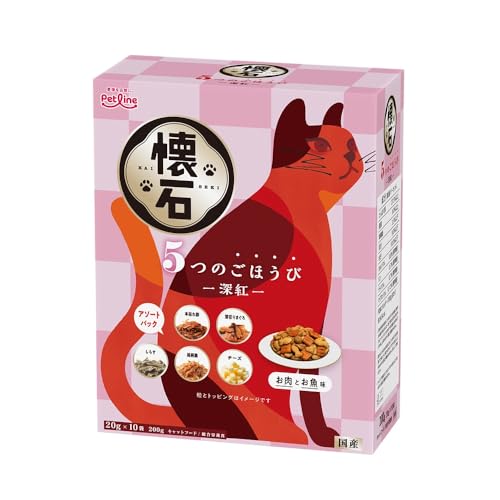 ペットライン 懐石 5つのごほうび 深紅 キャットドライ 総合栄養食 国産/小分け 200g