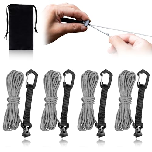 Tents, Tarps - ガイロープ テントロープ タープロープ カラビナと自在金具一体型 極軽量約70g 太さ 2mm 長さ 4m 耐荷重119kg 反射材入り ナイロ