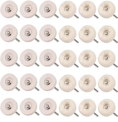 STEBRUAM リューター バフ 50個セット 3mm軸 ルーター 羊毛 フェルトバフ ホイール型 バフ 研磨バフ 鏡..