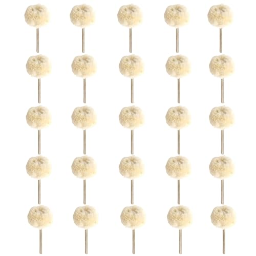 MHSKNHW ミニリューター用バフ 2.35mm 25個入り ウールフェルトポリッシュヘッド 鏡面研磨・金属磨き用..