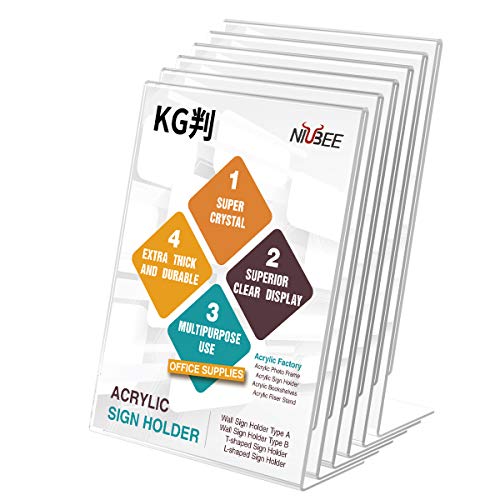 Niubee アクリルフォトフレーム サインホルダー レストラン メニューホルダー 両面用 透明 縦置き カー..