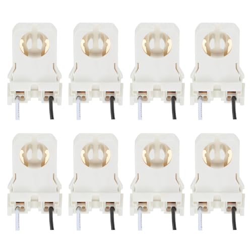 乐天商城 - PATIKIL T8ランプホルダー 8個 非シャンテッドトンボストーンライトソケットG13ベース LED統合型蛍光管交換用ホワイトワイヤー付き