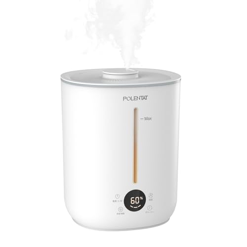 POLENTAT 加湿器 タンク一体型 超音波式 大容量 2.8L 上から給水 絶対水漏れしない お手入れ簡単 フィルターなし 自動湿度調整 液