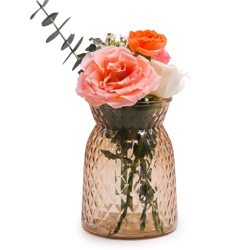 OFFIDIX 花瓶 ガラス 透明 北欧風 おしゃれ シンプル 大口径 花器 フラワーベース 水耕栽培 ガラスベース リボン付き インテリア （ 3