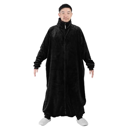 Bauhutteバウヒュッテ はだけない着る毛布 ブラック Lサイズ HFD-HB25-L-BK ダラダラごろ寝でもはだけない、ぬくもりを逃さな