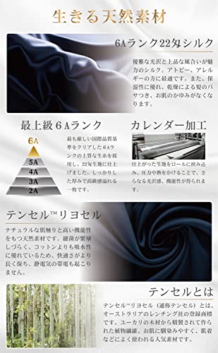 ツルワ シルク枕カバー 6Aクラスシルク100% 22匁 片面シルクタイプ テンセル 封筒式 洗える シルクピローケース 摩擦軽減 美肌 美髪 [3]