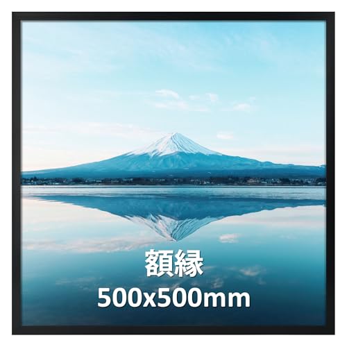 Serwrsw 額縁 正方形 フォトフレーム 50角 写真 額 50x50cm ポスター 絵 壁掛け ブラック 1枚