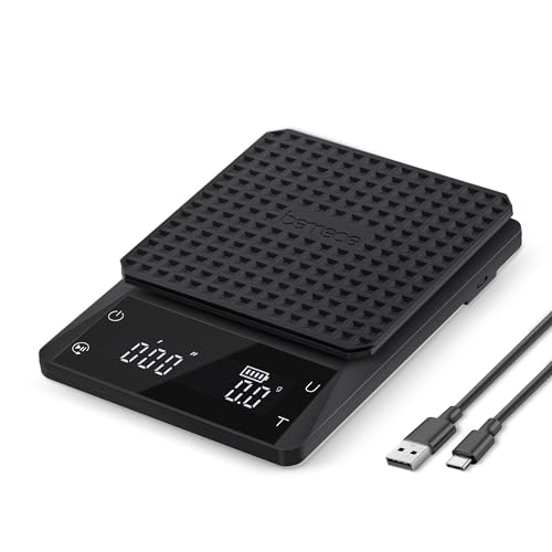 bemece キッチンスケール デジタル コーヒースケール タイマー付き 0.1g/3kg 高精度 大型 LED ディスプ..