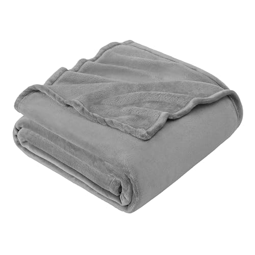 毛布 ダブル 秋用 ブランケット ATOPEN マイクロファイバー 柔らかく肌触り フランネル 洗える 静電防止 四季適用180*200 グレー