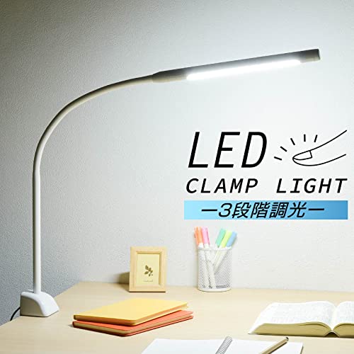 オーム電機 LEDクランプライト 3段階調光 ホワイト デスクスタンド デスクライト デスクランプ 明るさ調節 OAL-LD42AG-W 06- [2]