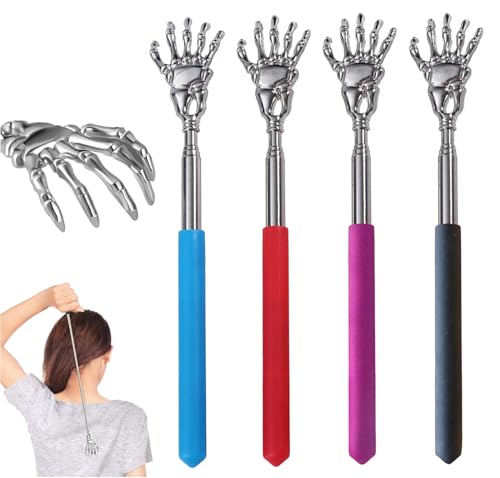 insdidi 4色セット 孫の手 伸縮 まごの手 背中かき棒 伸びる孫の手 携帯 かゆいところに手が届く バッ..