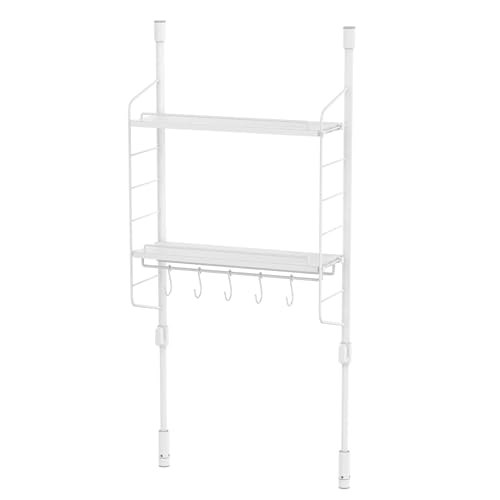 HEIAN SHINDO キッチンつっぱりラック トレイ・ハンガーセットM マットホワイト 高さ70 ...