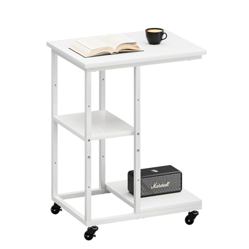 kukeimaru サイドテーブル キャスター付きサイドテーブル 可移動ベッドテーブル コの字型デザイン テーブル 幅40×奥行き30×高さ54