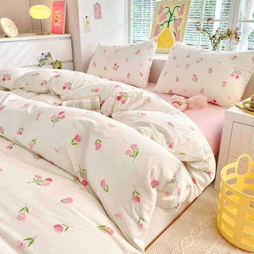 BUKAROOM 布団カバー 4点セット ダブル 寝具カバーセット ダブルジッパー 掛け布団カバー 190x210cm 枕..