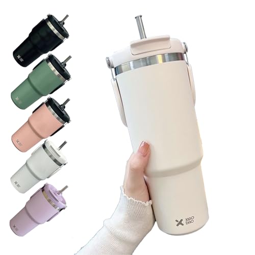 KONARO タンブラー 600ml/900ml 大容量 水筒 ストロー付き ウォーターボトル 蓋付き 真空断熱 保温 保冷 ステンレスボトル