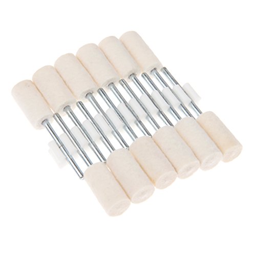 12本セット 羊毛フェルトバフ 研磨ヘッド 鏡面研磨 金属磨き 円筒形 研磨工具 2.35x8mm