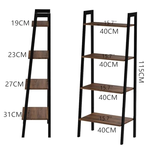 小型本棚 4段 スモールシェルフ 43cm 狭い棚 タブレット 棚ユニット バスルームコーナーシェルフ ディスプレイキャビネット ブラックメタル