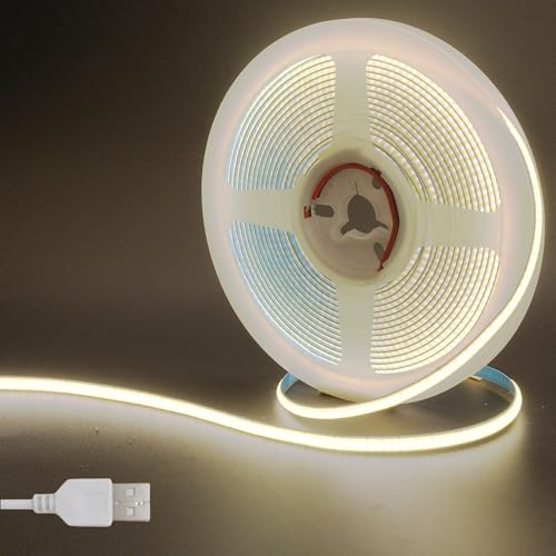 Illuminations Lights - クリアヒル（Clearhill）5V 幅5mm COB LEDストリップライト 2M ナチュラルホワイト 4000K 400LEDs/M 8W/